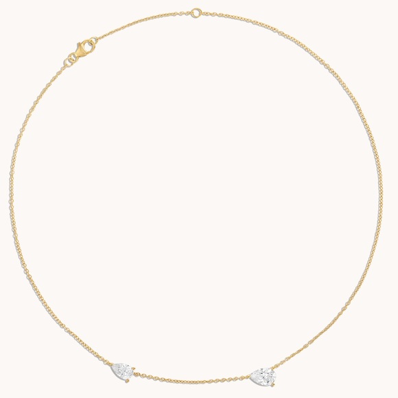 Alexa Leigh Small Double Pear Necklace — Yellow Gold - Picture 3 of 8